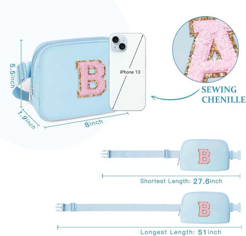 COSHAYSOO Blue Fanny Pack for Girls Purse Crossbody Belt Bag with Initials, Personalized 6 7 8 9 10 11 12 Year Old Teen Girl Birthday Gift Ideas Christmas Gifts Preteen Tween Trendy Stuff Letter B - Image 3